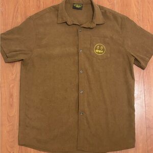 drew house Men's Casual Brown Button Down Shirt